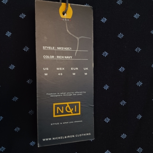 Size Medium Nickel & Iron NY Mens Tee Shirt NWT Luxe Cotton Knit Dark Blue - Picture 6 of 6